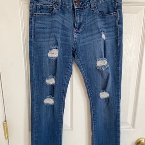 Dark wash rip jeans